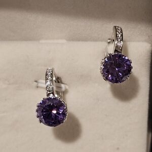Elegant Purple and Silver Earrings
